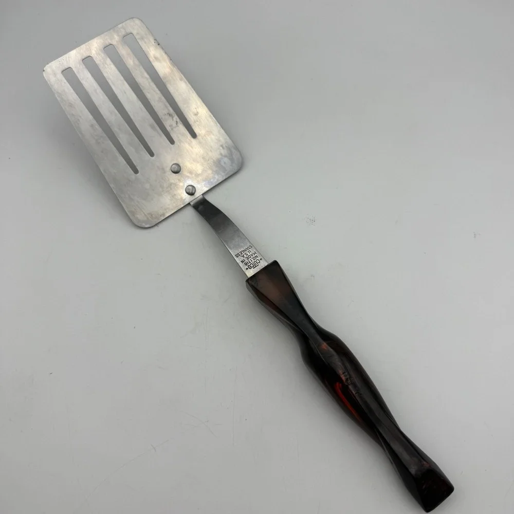 Cutco Slotted Turner Spatula No 1716 Brown Marbled Handle Stainless Steel USA